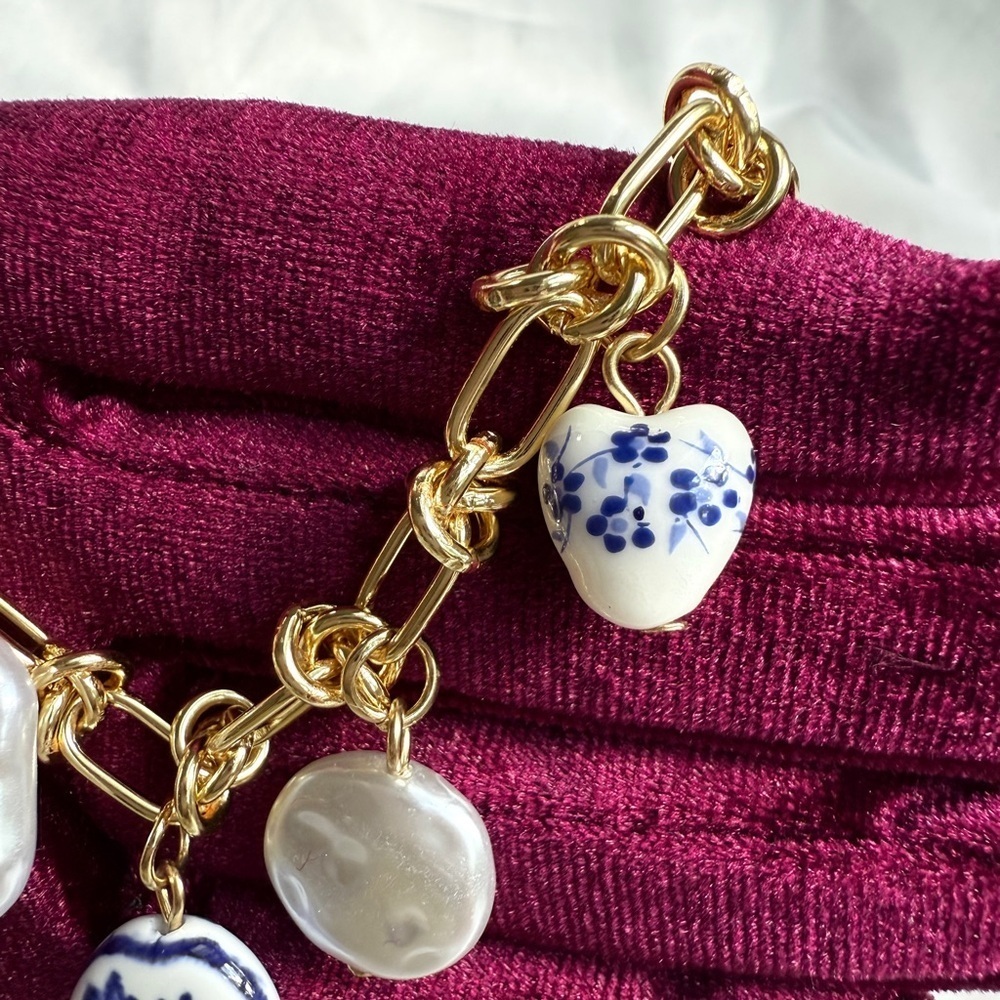 Summertime Gold and Blue Charm Necklace - Picture 6 of 16